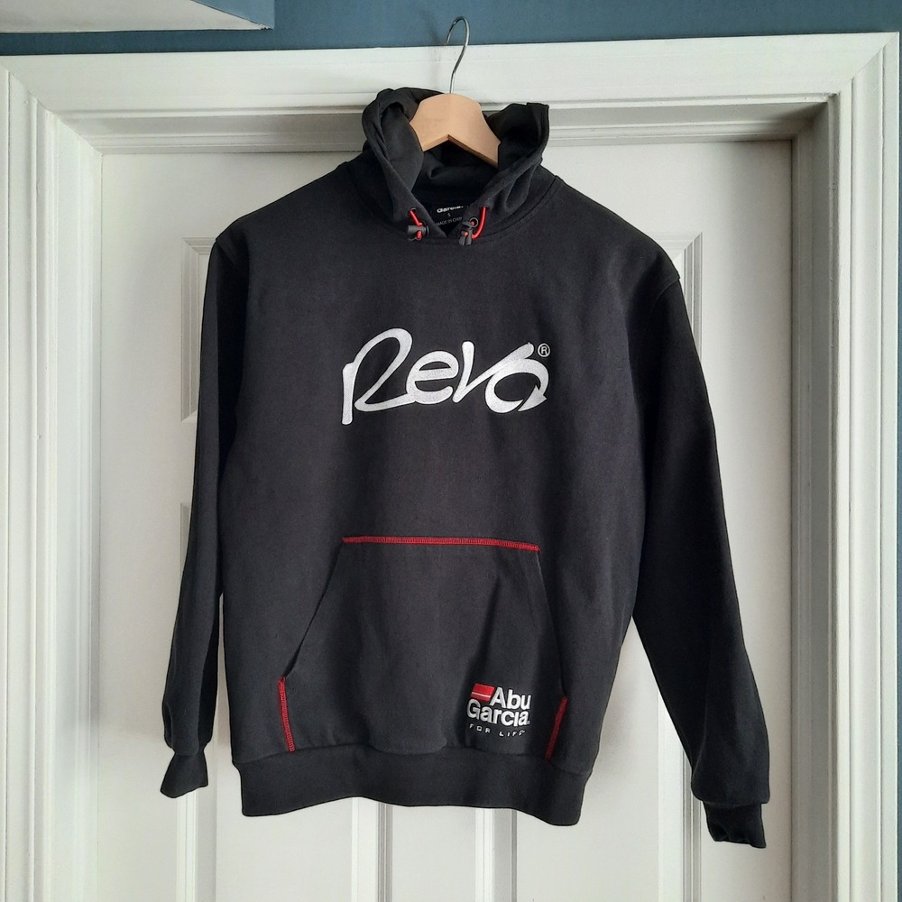 Abu Garcia‎ Hoodie Adult Small Black Sweatshirt Fishing Revo Fleece Sweater